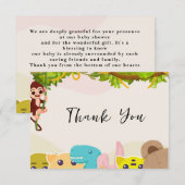 Oerwoud Leafy Theme Monkey Soft Toys baby shower Bedankkaart (Voorkant / Achterkant)