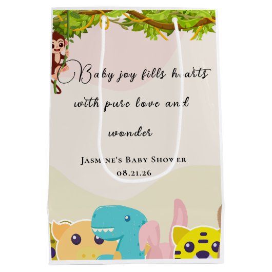 Oerwoud Leafy Theme Monkey Soft Toys baby shower Medium Cadeauzakje (Achterkant)