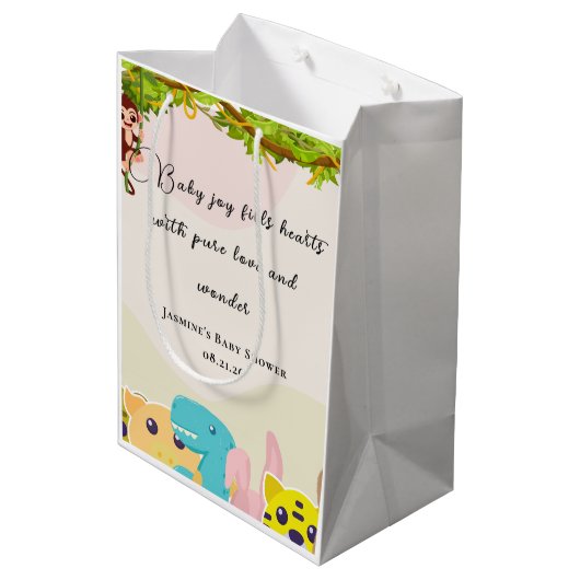 Oerwoud Leafy Theme Monkey Soft Toys baby shower Medium Cadeauzakje (Achterkant Gekanteld)