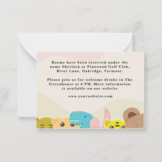 Oerwoud Leafy Theme Monkey Soft Toys baby shower Notitiekaartje (Achterkant)