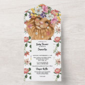 Oerwoud leeuw waterverf baby shower jongens all in one uitnodiging (Binnen)