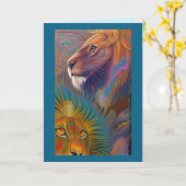 oerwoud leeuwen wenskaart kaart (Gele Bloem)