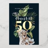 Oerwoud Leopard 50ste verjaardagsfeest Folie Uitnodiging (Voorkant)