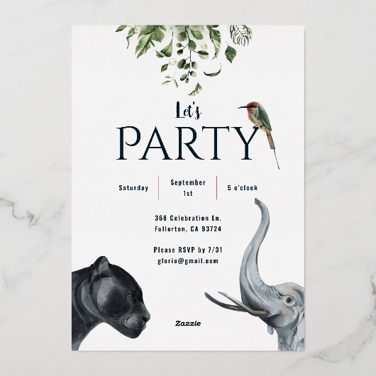 Oerwoud Leopard 50ste verjaardagsfeest Folie Uitnodiging (Achterkant)