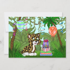 Oerwoud Leopard Birthday Party Invitation Kaart