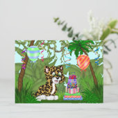 Oerwoud Leopard Birthday Party Invitation Kaart (Staand voorkant)