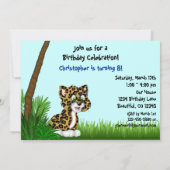 Oerwoud Leopard Birthday Party Invitation Kaart (Achterkant)