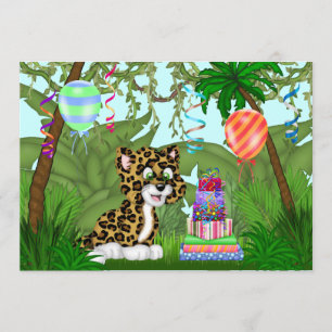 Oerwoud Leopard Birthday Party Invitation Kaart