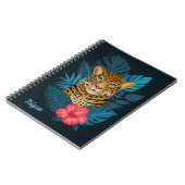  Oerwoud Leopard Floral Art | Blauw | Naam Notitieboek (Linkerzijde)