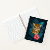  Oerwoud Leopard Floral Art | Blauw | Naam Notitieboek (Binnen)