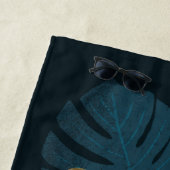  Oerwoud Leopard Floral Art | Blauw | Naam Strandlaken (In situ)