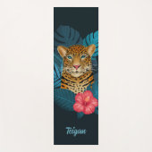  Oerwoud Leopard Floral Art | Blauw | Naam Yogamat (Voorkant)