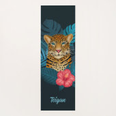  Oerwoud Leopard Floral Art | Blauw | Naam Yogamat (Achterkant)
