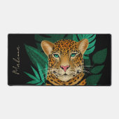  Oerwoud Leopard Floral Art | Zwart | Naam Bureaumat (Voorkant)
