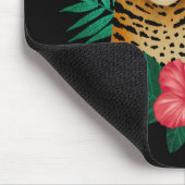  Oerwoud Leopard Floral Art | Zwart | Naam Muismat (Hoek)