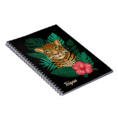  Oerwoud Leopard Floral Art | Zwart | Naam Notitieboek (Rechterzijde)