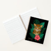  Oerwoud Leopard Floral Art | Zwart | Naam Notitieboek (Binnen)