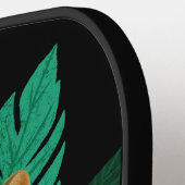 Oerwoud Leopard Floral Art | Zwart | Naam Pickleball Paddle (Links Detail)