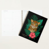  Oerwoud Leopard Floral Art | Zwart | Naam Planner (Display)