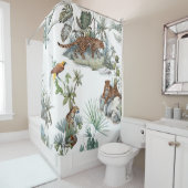 Oerwoud Leopard Waterverf Tropische Scène Douchegordijn (In situ)