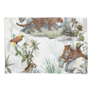 Oerwoud Leopard Waterverf Tropische Scène Kussensloop