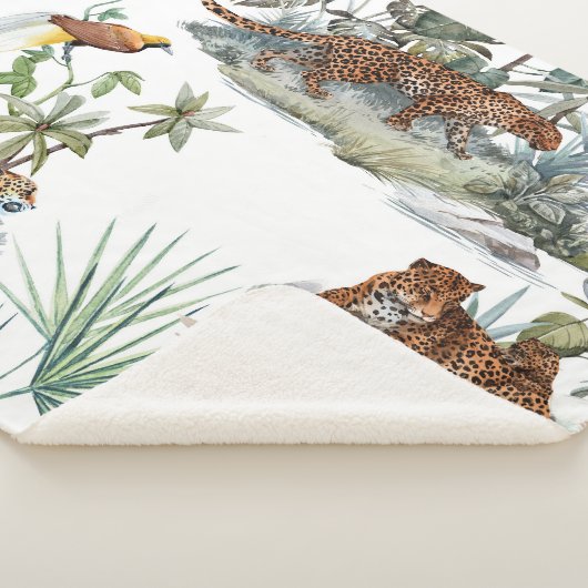 Oerwoud Leopard Waterverf Tropische Scène Sherpa Deken (3/4)