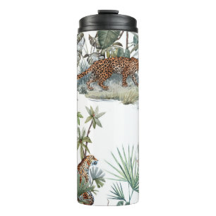 Oerwoud Leopard Waterverf Tropische Scène Thermosbeker