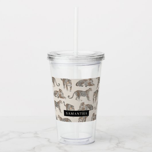 Oerwoud Leopard Wild Animal Pattern Acryl Drinkbeker (Voorkant)