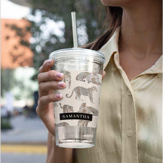 Oerwoud Leopard Wild Animal Pattern Acryl Drinkbeker