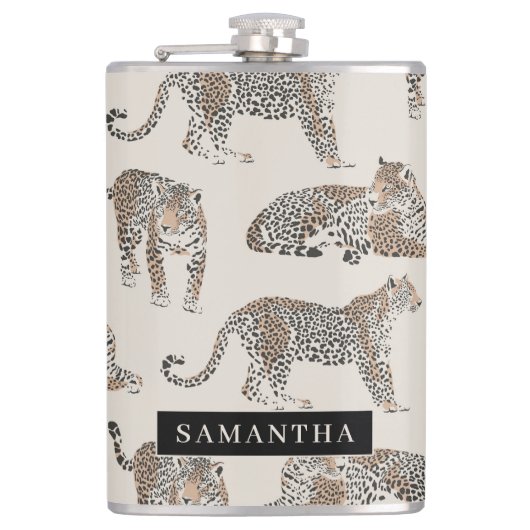 Oerwoud Leopard Wild Animal Pattern Heupfles (Voorkant)