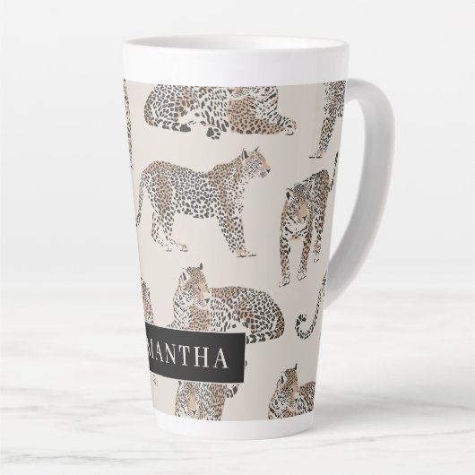Oerwoud Leopard Wild Animal Pattern Latte Mok (Rechterhoek)