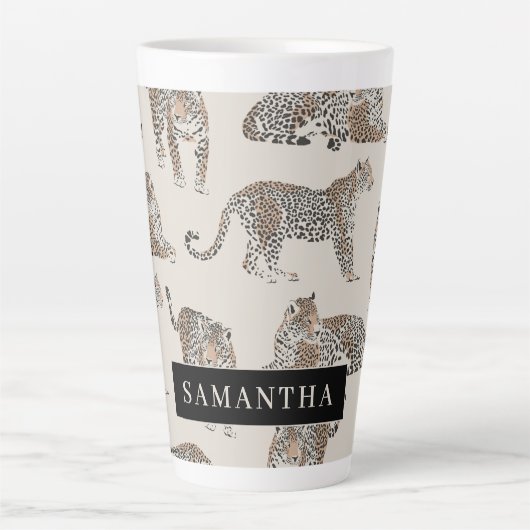 Oerwoud Leopard Wild Animal Pattern Latte Mok (Voorkant)