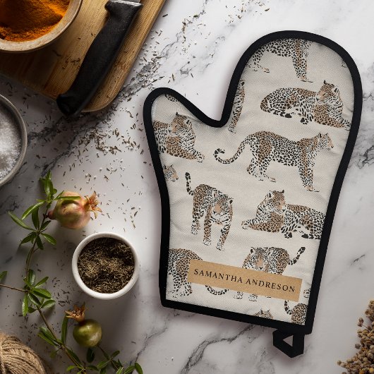 Oerwoud Leopard Wild Animal Pattern Ovenwant & Pannenlap Set