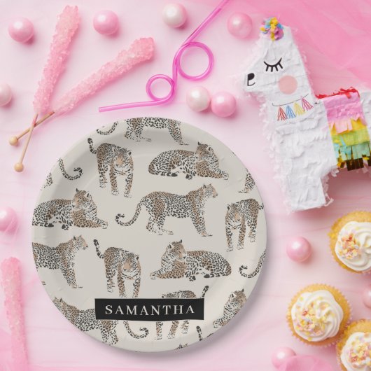 Oerwoud Leopard Wild Animal Pattern Papieren Bordje (Feest)