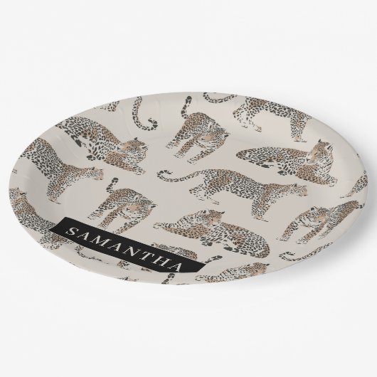 Oerwoud Leopard Wild Animal Pattern Papieren Bordje (Gekanteld)