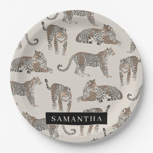 Oerwoud Leopard Wild Animal Pattern Papieren Bordje (Voorkant)