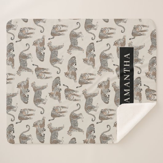 Oerwoud Leopard Wild Animal Pattern Sherpa Deken (Voorkant (horizontaal))
