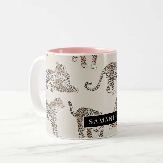 Oerwoud Leopard Wild Animal Pattern Tweekleurige Koffiemok (Voorkant links)