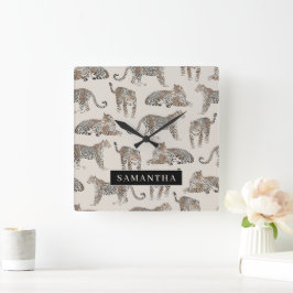 Oerwoud Leopard Wild Animal Pattern Vierkante Klok