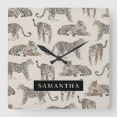 Oerwoud Leopard Wild Animal Pattern Vierkante Klok (Voorkant)