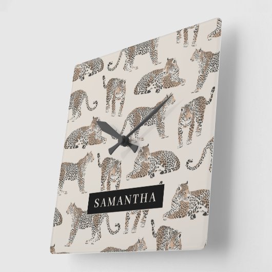 Oerwoud Leopard Wild Animal Pattern Vierkante Klok (Hoek)