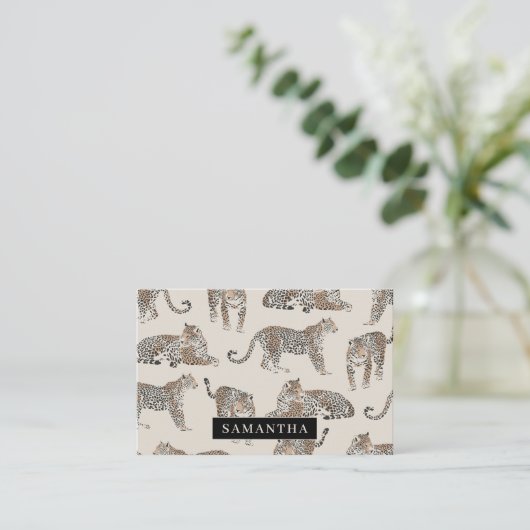 Oerwoud Leopard Wild Animal Pattern Visitekaartje (Staand voorkant)