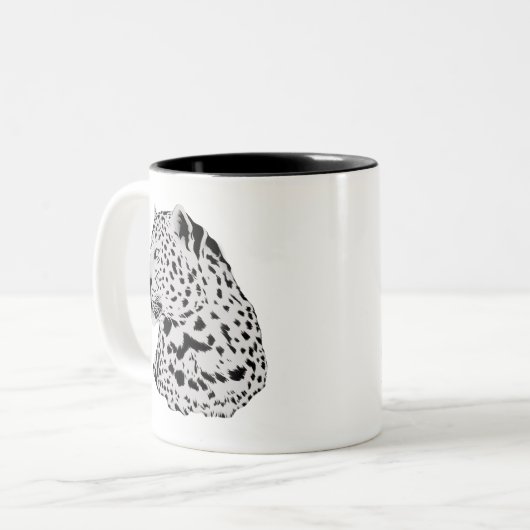 Oerwoud Leopard Wild Pattern & Persoonlijke naam Tweekleurige Koffiemok (Voorkant links)