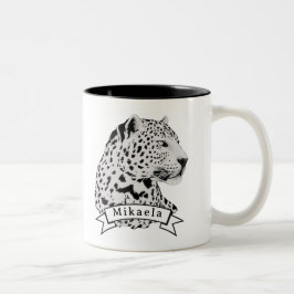 Oerwoud Leopard Wild Pattern & Persoonlijke naam Tweekleurige Koffiemok