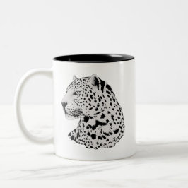 Oerwoud Leopard Wild Pattern & Persoonlijke naam Tweekleurige Koffiemok