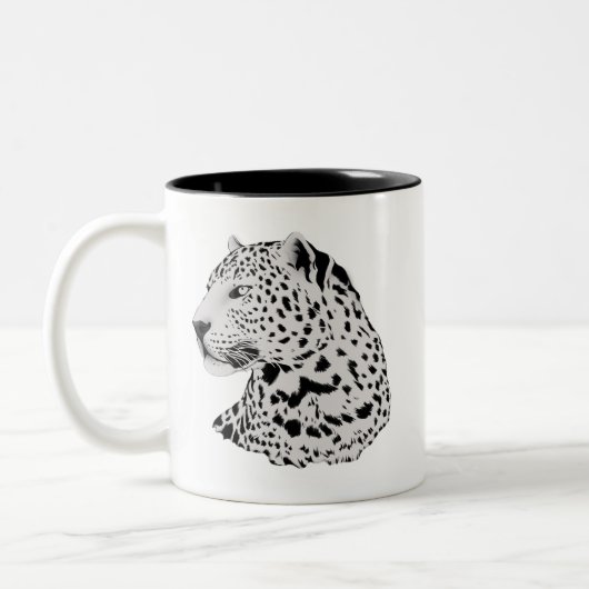 Oerwoud Leopard Wild Pattern & Persoonlijke naam Tweekleurige Koffiemok (Links)