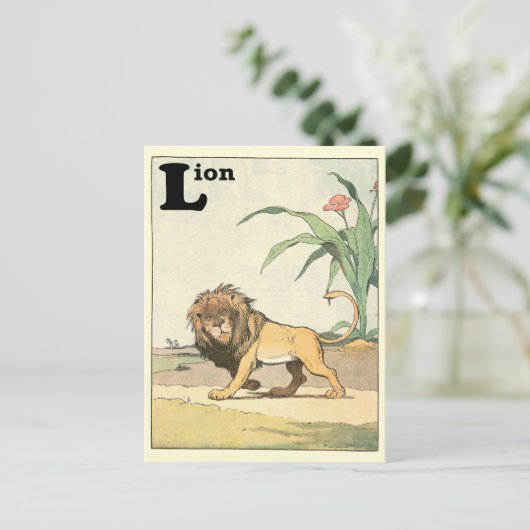 Oerwoud Lion Alphabet Letter Sepia Briefkaart (Staand voorkant)