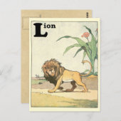Oerwoud Lion Alphabet Letter Sepia Briefkaart (Voorkant / Achterkant)
