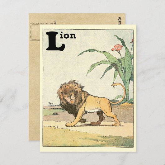 Oerwoud Lion Alphabet Letter Sepia Briefkaart (Voorkant / Achterkant)