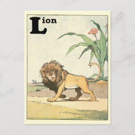 Oerwoud Lion Alphabet Letter Sepia Briefkaart